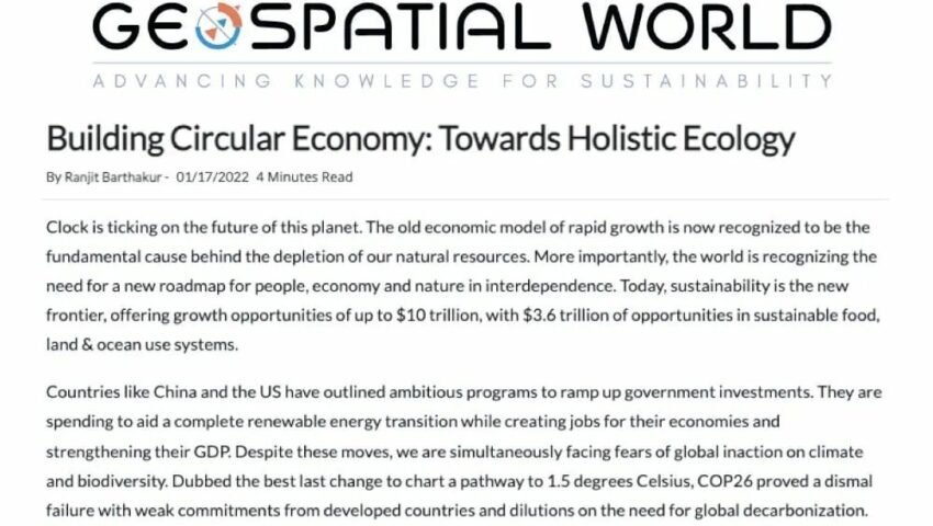 Geospatial World – Building Circular Economy: Towards Holistic Ecology?